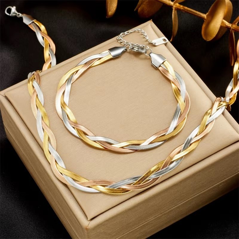 316L Stainless Steel 3in1 Crossover Snake Chain Necklace Bracelets for Women Girl New Fashion Waterproof Jewelry Set 316L Stainless Steel 3in1 Crossover Snake Chain Necklace Bracelets for Women Girl New Fashion Waterproof Jewelry Set 316L Stainless Steel 3 in1 Crossover Snake Chain Necklace Bracelets for Women Girl New Fashion Waterproof Jewelry Set Mallzona