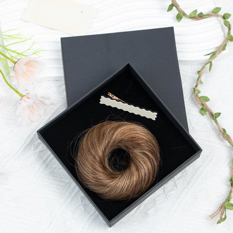 248591 a2e766 Human Hair Buns Chignon Ponytail Hairpiece Updo Donut Real Hair Extensions Flexible Elastic Band Brown Blonde 6 inches Mallzona