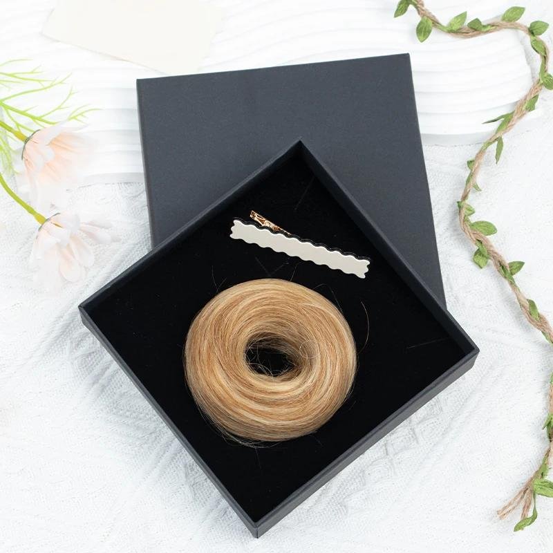 248591 d9fd61 Human Hair Buns Chignon Ponytail Hairpiece Updo Donut Real Hair Extensions Flexible Elastic Band Brown Blonde 6 inches Mallzona