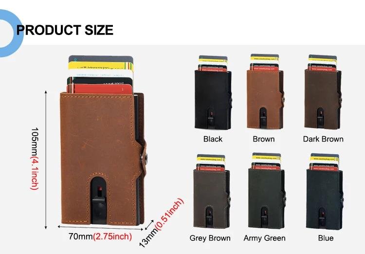 258868 9bed87 Men Wallets Real Cow Leather Pop Up Business Credit Card Holder RFID Blocking Slim Smart Carbon Fiber Wallet with Pocket Mallzona