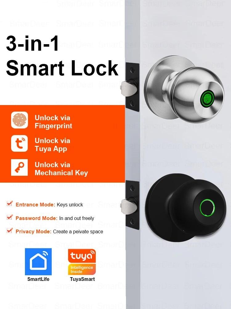 307034 c34b3a Fingerprint Lock for Tuya Smart Lock with Bluetooth Door Lock Keyless Entry with Fingerprint and Tuya App Mallzona