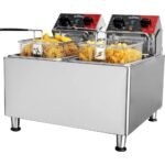 20L Dual Tank Electric Deep Fryer with Timer Removable Stainless Steel Oil Tank Powerful 3400W Temperature Control Easy